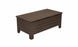 The Mainstay Storage Coffee Table by Ledge Lounger is a rectangular wooden table with a dark brown finish and slatted side design. Ideal for outdoor spaces, it offers ample storage beneath its smooth top and is supported by four sturdy legs.