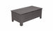 The Ledge Lounger Mainstay Storage Coffee Table features a gray wooden rectangular design with a hinged lid and slatted sides for ample storage. It stands on four short legs, adding style to any outdoor living area.