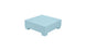 A Signature Coffee Table by Ledge Lounger, cubic in shape and light blue, elegantly rests on four short legs against a plain white background.