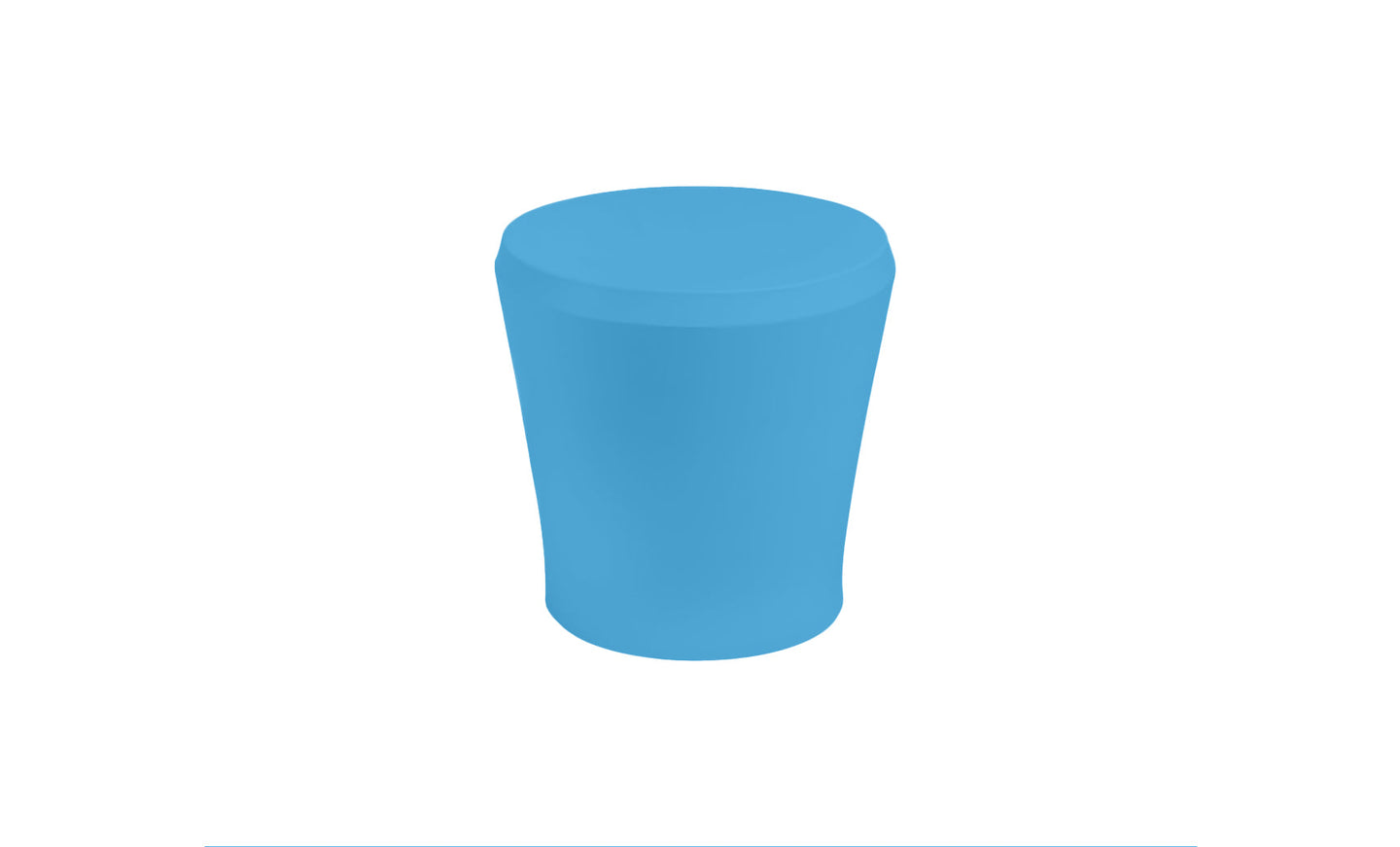Against a plain white backdrop, the Ledge Lounger Affinity Side Table, a chic blue cylindrical stool with a smooth tapering design, is ideal for outdoor spaces and versatile enough for in-pool use.