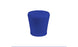 A sleek, solid blue cylindrical ottoman with a slight taper, resembling the Affinity Side Table by Ledge Lounger, set against a plain white background.