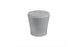The Affinity Side Table by Ledge Lounger, with its cylindrical gray design and slightly tapered shape, serves as a chic outdoor accessory against a white background.