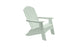 The Legacy Adirondack by Ledge Lounger is a pastel green chair perfect for patio gatherings, featuring wide armrests, a slatted backrest, flat angled legs, and a slightly reclined seat. Ideal for outdoor relaxation against a plain white backdrop.