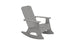 The Mainstay Adirondack Rocker by Ledge Lounger, in gray, boasts a high slatted backrest, wide armrests, and gently curved rockers. Its simple angular design is enhanced with stainless steel hardware for a sturdy outdoor seating option.