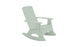 The Mainstay Adirondack Rocker by Ledge Lounger is a light green rocker with a slatted back and seat, wide armrests, and curved rockers. Its simple, modern design features stainless steel hardware, making it perfect for indoor or outdoor use.