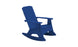 The Mainstay Adirondack Rocker by Ledge Lounger, featuring a simple and modern design with curved rockers, a high backrest, wide armrests, and stainless steel hardware, sits elegantly against a plain white background as an ideal addition to any outdoor space.