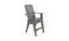 The Ledge Lounger Mainstay Adirondack Tall chair in gray features a contoured back, armrests, integrated footrest, and sleek modern design. It includes a built-in bottle opener for convenient outdoor relaxation.