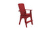 The Mainstay Adirondack Tall by Ledge Lounger boasts a slatted back, armrests, and a small footrest. Ideal for outdoor relaxation, this red lounge chair even includes a built-in bottle opener.