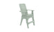 The Mainstay Adirondack Tall by Ledge Lounger features a high-back, armrests, and footrest in light green. Its slatted design suits patios and gardens. The sturdy frame and reclined back assure comfort, with a built-in bottle opener for added convenience.