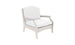 The Legacy Club Chair by Ledge Lounger is a white cushioned chair with a sleek design, featuring curved armrests and a high backrest. Its minimalist style makes it ideal for modern interiors or outdoor spaces, shown against a plain white background.