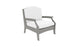 The Ledge Lounger Legacy Club Chair features a sleek light gray wooden frame with white cushions and armrests, perfect for any outdoor setting. It includes a slightly arched back in its modern design.