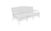Discover the Legacy Sofa by Ledge Lounger: a modern outdoor white sofa with three cushions, a curved backrest, armrests, and a minimalist design. Crafted from durable outdoor fabrics for comfort akin to a traditional deep seat sofa.