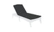 Against a plain white backdrop, the white lounge chair by Ledge Lounger boasts a black cushioned seat with a reclining backrest, equipped with the durable Legacy Chaise Cushion for perfect outdoor relaxation.