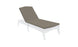 The Ledge Loungers white adjustable lounge chair, featuring a Legacy Chaise Cushion, is crafted from durable outdoor fabric. With a slanted backrest and simple, elegant design, it offers customizable options for poolside relaxation.