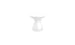 The Autograph Standard Side Table by Ledge Lounger features a minimalist white design with a smooth hourglass shape and a small blue accent near the base, ideal as an outdoor side table on a white background.