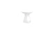 The Autograph Standard Side Table by Ledge Lounger features a minimalist white design with a smooth hourglass shape and a small blue accent near the base, ideal as an outdoor side table on a white background.