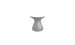 The Autograph Standard Side Table by Ledge Lounger, featuring a white top and gray textured hourglass-shaped base, serves as a sleek outdoor stool against a white background.