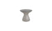 The Autograph Standard Side Table by Ledge Lounger features a small, modern round table with a sleek gray top and a smooth curved pedestal base. Its textured gray base complements the tabletop, making it perfect for stylish poolside storage.