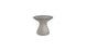 The Autograph Standard Side Table by Ledge Lounger features a small, modern round table with a sleek gray top and a smooth curved pedestal base. Its textured gray base complements the tabletop, making it perfect for stylish poolside storage.
