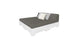 Experience the Affinity Square Sunbed with Backrest Cushion by Ledge Lounger, featuring a sleek gray design with white pillows. Its minimalist elegance and floating white headboard make it ideal for poolside relaxation or enhancing your outdoor space.