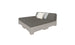 The Affinity Square Sunbed with Backrest Cushion by Ledge Lounger is a modern, minimalist piece featuring a gray platform base, dark gray mattress, backrest, and two light pillows on the left side, perfect for stylish poolside relaxation.