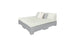 The Affinity Square Sunbed with Backrest Cushion by Ledge Lounger boasts a modern design featuring light gray upholstery, a simple headboard, and two pillows (white and gray). Ideal for elegant indoor use or poolside relaxation, this versatile sunbed effortlessly complements any setting.