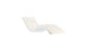A modern, minimalist white lounge chair from Ledge Lounger features a wave-like ergonomic design and comes with the Signature Chaise Cushion for reclining plus a matching headrest pillow, all set against a plain white background.