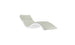 The Signature Chaise Cushion by Ledge Lounger is a modern lounge chair with a sleek, curved design. It features a light green cushioned seat and backrest for style and comfort, set against a plain white background. Final sale item.