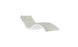 The Signature Chaise Cushion by Ledge Lounger is a modern lounge chair with a sleek, curved design. It features a light green cushioned seat and backrest for style and comfort, set against a plain white background. Final sale item.