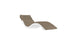 The Signature Chaise Cushion by Ledge Lounger is a modern, minimalist piece with a sleek wavy design, featuring a white frame and brown cushioned seat on a plain white background. Final sale.