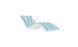 A modern, curved lounge chair featuring Ledge Loungers Signature Chaise Cushion with blue and white stripes and a plush headrest pillow, set against a plain white background.