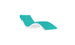 Introducing the Ledge Lounger Signature Chaise Cushion, a turquoise outdoor lounge with a sleek design, curved white frame, matching cushion, and headrest pillow. It sits elegantly against a plain white background.