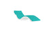 Introducing the Ledge Lounger Signature Chaise Cushion, a turquoise outdoor lounge with a sleek design, curved white frame, matching cushion, and headrest pillow. It sits elegantly against a plain white background.