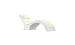 The Signature Chaise Cushion by Ledge Lounger is a modern, ergonomic white lounge chair with a curvy design, cushioned surface, headrest pillow, glossy frame, and soft textured upholstery for ultimate comfort and style.