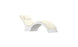 The Signature Chaise Cushion by Ledge Lounger is a modern, ergonomic white lounge chair with a curvy design, cushioned surface, headrest pillow, glossy frame, and soft textured upholstery for ultimate comfort and style.