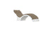 Discover the modern elegance of Ledge Loungers Signature Chaise Cushion, featuring a curved design and cushioned headrest pillow in brown and white, set against a plain white background for ultimate sophistication.