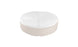 The Signature Round Sunbed by Ledge Lounger features a white cushioned top with a central tufted button detail and a beige base, making it an ideal spot for relaxation in your outdoor space.