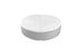 This round, grey ottoman mirrors the Signature Round Sunbed from Ledge Lounger. Ideal for outdoor areas, it features a tufted white cushion with a central button design, offering relaxation on its plain backdrop.