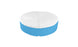 The Signature Round Sunbed by Ledge Lounger is a blue and white, inflatable ottoman with a button-tufted top, ideal for any outdoor space.