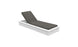 The Echo Chaise by Ledge Lounger is a white outdoor lounger featuring an adjustable backrest and a dark green cushion. Its modern design provides clean lines and minimalist appeal, making it perfect for enhancing any outdoor space with elegance.
