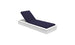 The Echo Chaise by Ledge Lounger is a white outdoor lounger with a navy blue cushion and adjustable backrest, offering the perfect recline. It’s ideal for any outdoor area and stands elegantly on a plain white background.