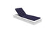 The Echo Chaise by Ledge Lounger is a white outdoor lounger with a navy blue cushion and adjustable backrest, offering the perfect recline. It’s ideal for any outdoor area and stands elegantly on a plain white background.