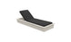 The Echo Chaise by Ledge Lounger is a beige lounger with a dark cushion and an adjustable backrest for versatile reclining. Its minimalist design offers style and comfort, making it ideal for outdoor relaxation by the pool.