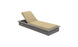 The Echo Chaise by Ledge Lounger is a beige cushioned lounge with an adjustable backrest on a gray base, ideal for enhancing any outdoor space, set against a white background.