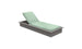 The Ledge Lounger Echo Chaise is a light green cushioned lounger featuring an adjustable backrest and rests on a sleek gray rectangular frame, making it a perfect addition to any outdoor space.