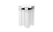 The Mainstay Trash Bin by Ledge Lounger is a tall, white, boxy planter with vertical slats and a flat top featuring a black inner pot. Ideal for indoor or outdoor use, it boasts UV-stable materials and clean lines for a modern aesthetic.