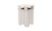 The Ledge Lounger Mainstay Trash Bin, on final sale, is a beige rectangular outdoor can with an open top and four wide vertical slats, featuring a flat square cover supported by short horizontal beams.