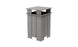 The Mainstay Trash Bin by Ledge Lounger is a tall, rectangular, gray outdoor trash can. It features a flat top and open sides with vertical slats in a modern, minimalist design. Crafted from UV stable materials, it ensures lasting durability.