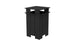 The Ledge Lounger Mainstay Trash Bin is a tall, black, rectangular outdoor trash can featuring vertical slats and an open top. Made with UV stable materials, its sleek modern design is ideal for public spaces or gardens.
