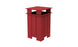 The Ledge Lounger Mainstay Trash Bin is a tall, red, rectangular patio can with vertical slats and a flat top, crafted from UV stable materials. Its open center and sleek modern design ensure functionality and durability for outdoor use.